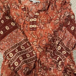 LOFT Women's Floral Blouse - Red and Brown